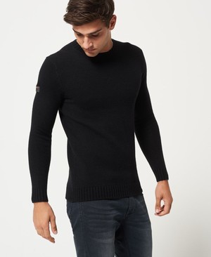 Superdry Arno Crew Neck Férfi Ugró Fekete | IHMQK8170